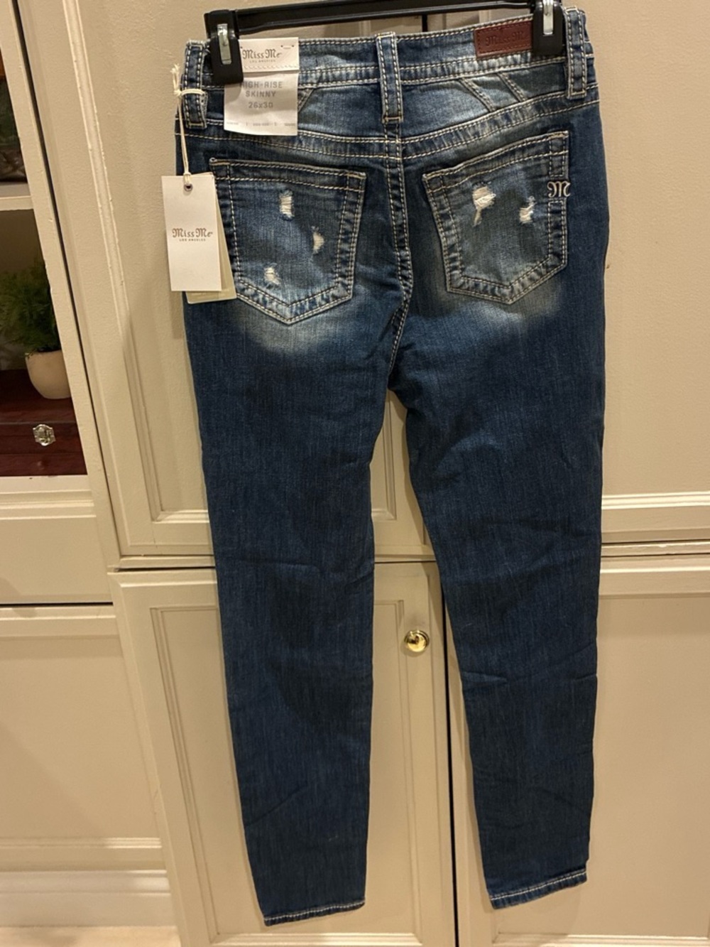 Miss Me Dark Blue High Rise Distressed Skinny Jeans